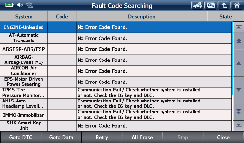 fault code searching by FCS
